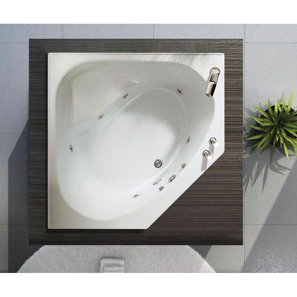 Maax Canada Tandem 54.125 in. x 54.125 in. Corner Bathtub with Whirlpool System With tiling flange, Center Drain Drain in White