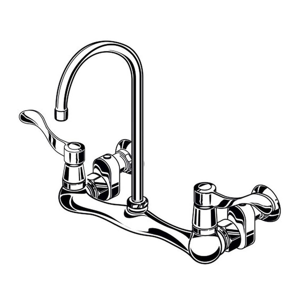 American Standard Canada Heritage® Wall Mount Faucet With Gooseneck Spout, Wrist Blade Handles and Offset Shanks