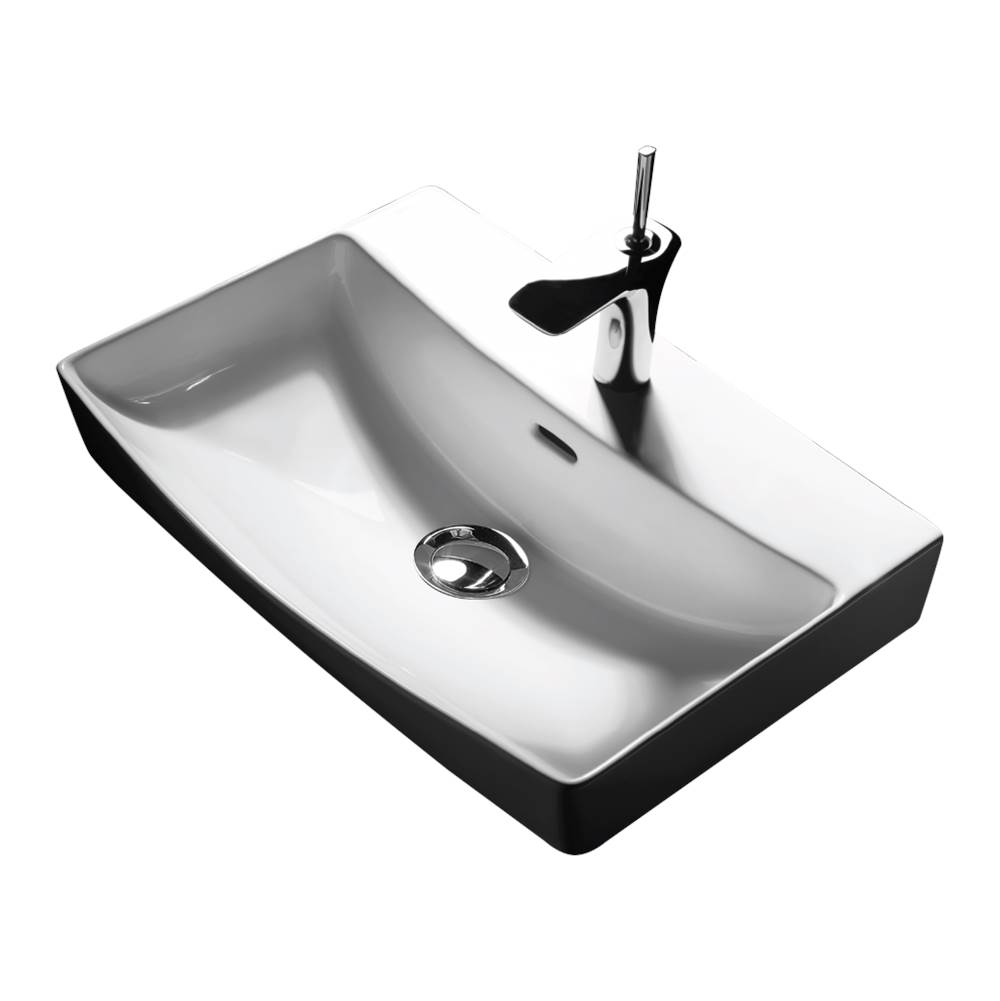 Avenue Rectangular Semi-Recessed Vessel Sink, 22.625''W x 17.75''D x 7''H, Less Pop Up