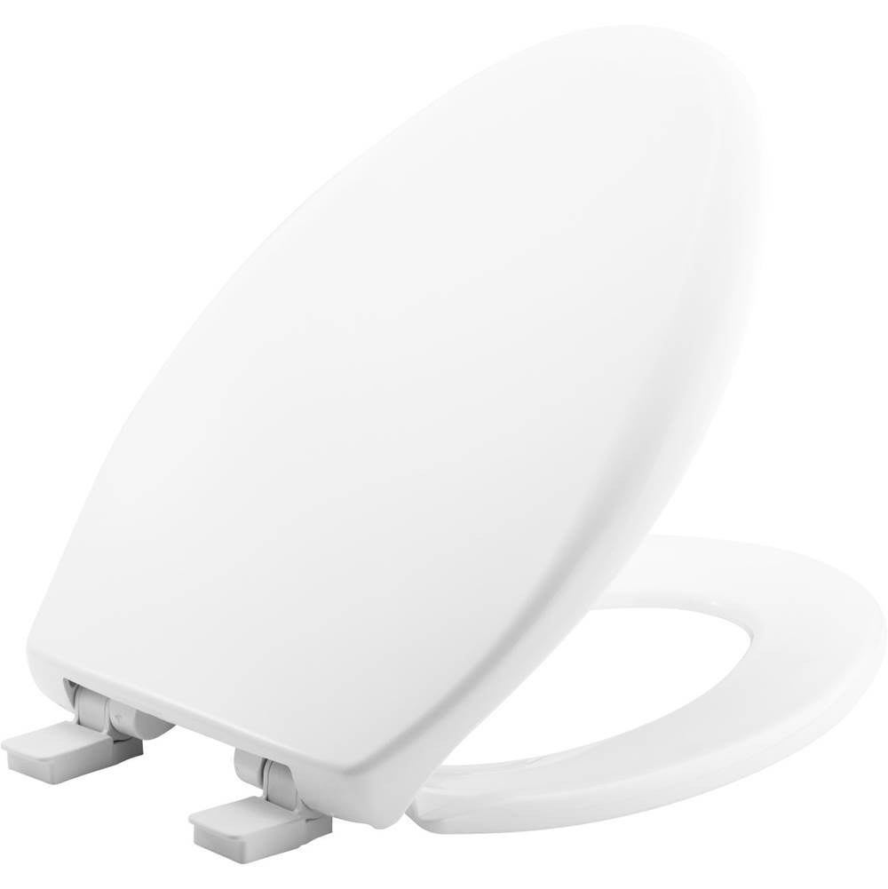 Bemis Affinity Elongated Plastic Toilet Seat in White with STA-TITE Seat Fastening System, Easy-Clean and Whisper-Close