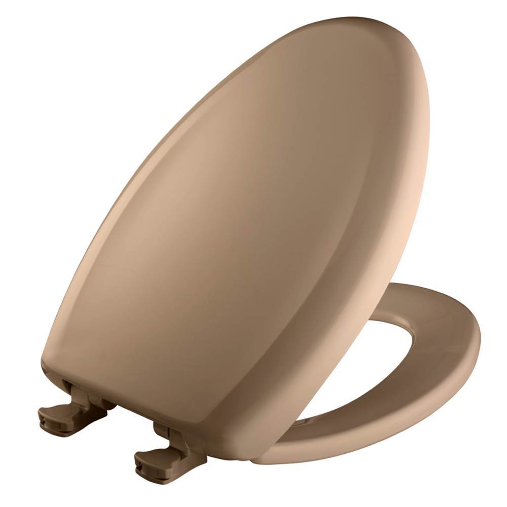 Bemis Elongated Plastic Toilet Seat in Sand with STA-TITE Seat Fastening System, Easy-Clean and Change and Whisper-Close Hinge