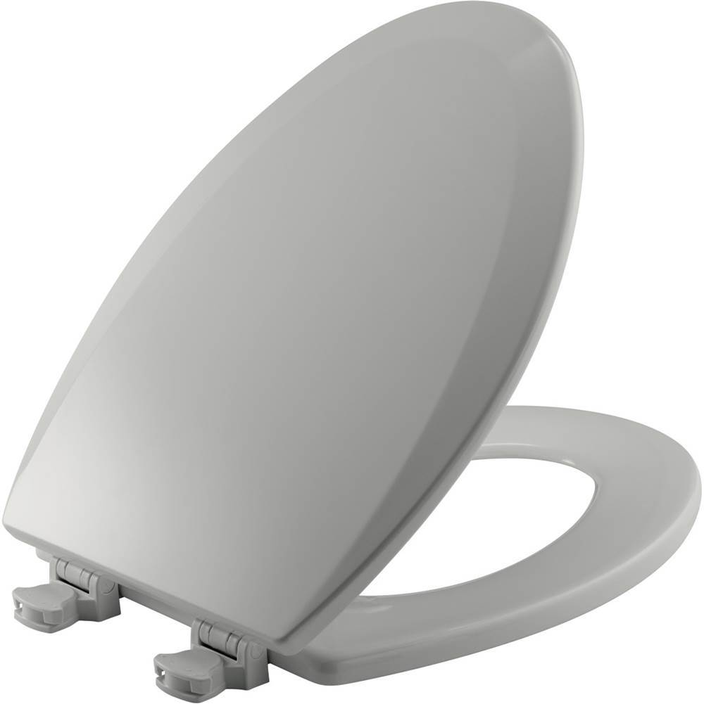 Bemis Elongated Enameled Wood Toilet Seat in Ice Grey with Easy-Clean and Change Hinge