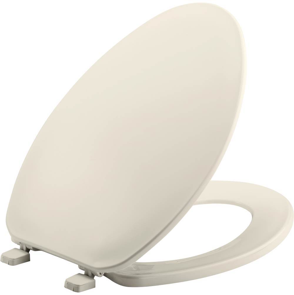 Bemis Elongated Plastic Toilet Seat in Biscuit with Top-Tite Hinge