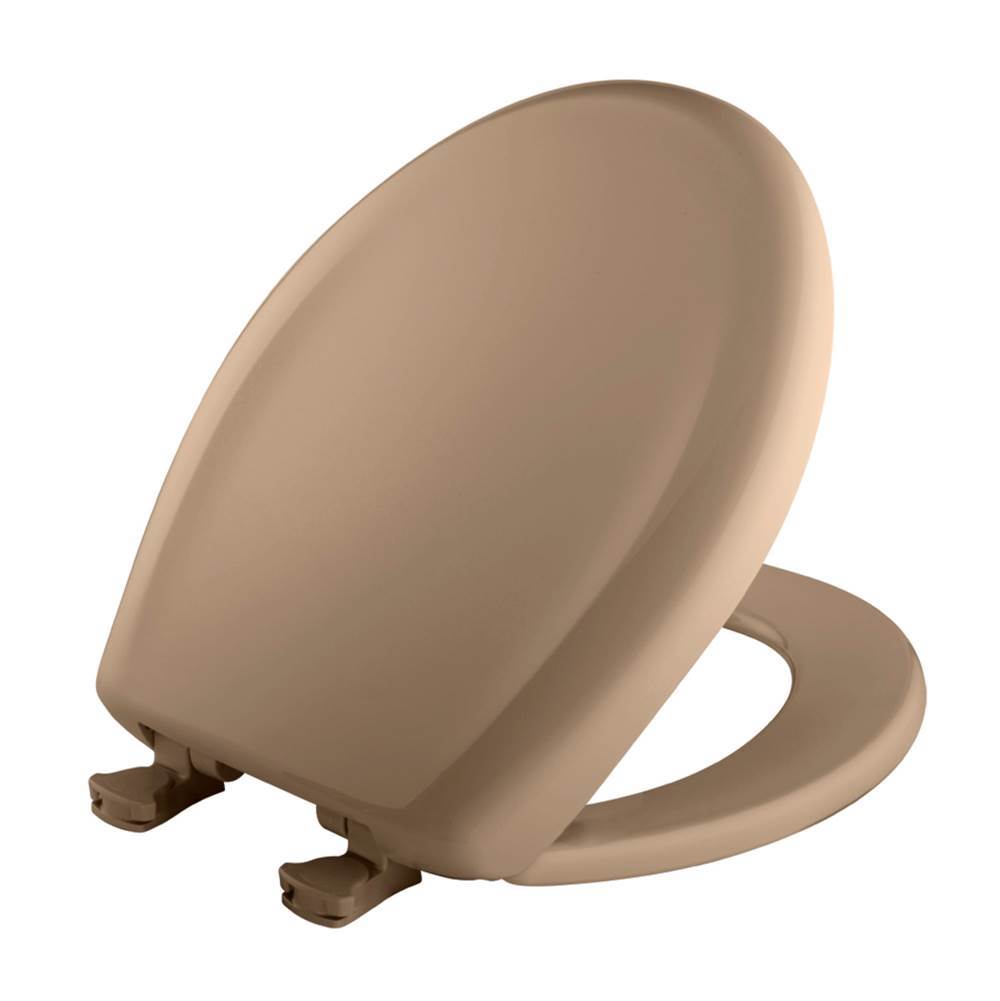 Bemis Round Plastic Toilet Seat in Sand with STA-TITE Seat Fastening System, Easy-Clean and Change and Whisper-Close Hinge
