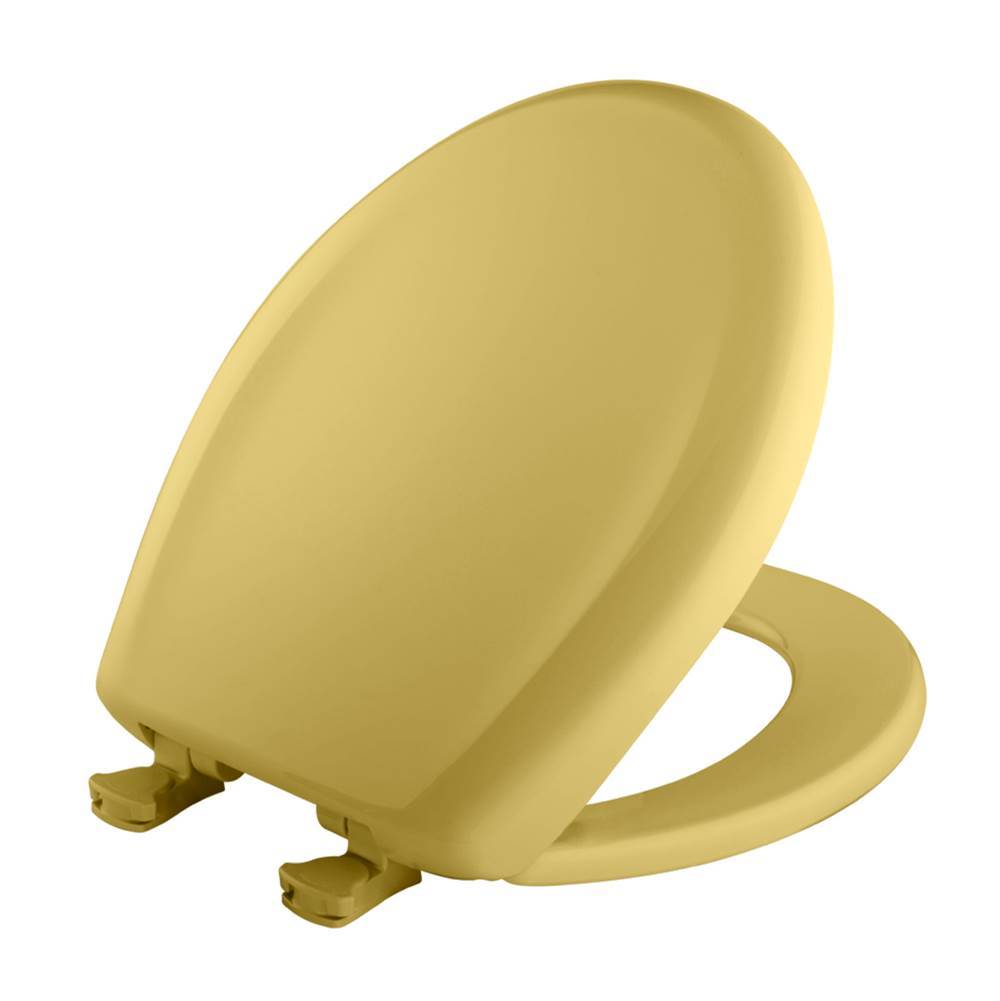 Bemis Round Plastic Toilet Seat in Yellow with STA-TITE Seat Fastening System, Easy-Clean and Change and Whisper-Close Hinge
