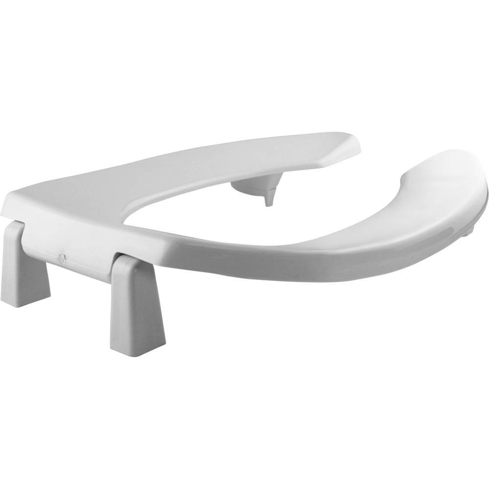 Bemis Elongated Open Front Less Cover Medic-Aid Plastic Toilet Seat in White with STA-TITE Commercial Fastening System