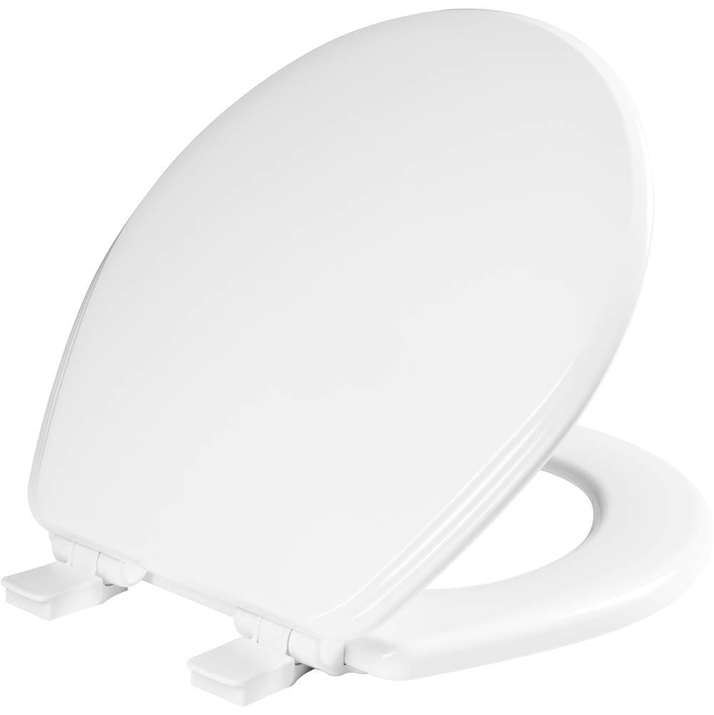 Bemis Ashland Round Enameled Wood Toilet Seat in Cotton White with STA-TITE Seat Fastening System, Easy-Clean and Whisper-Close