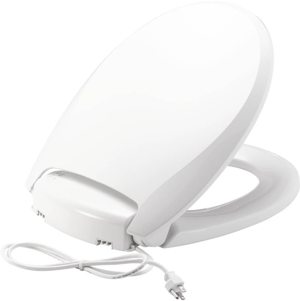 Bemis Radiance Round Plastic Toilet Seat in White with Adjustable Heat, iLumalight, STA-TITE Seat Fastening System and Whisper-Close