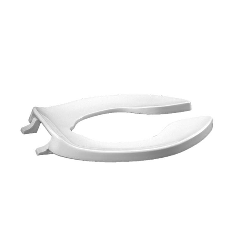 Centoco 1500STSCCSS-001 Elongated Plastic Toilet Seat, Open Front No Cover, Self Sustaining, Stainless Steel Hinges, Extra Heavy
Duty Commercial Use, White