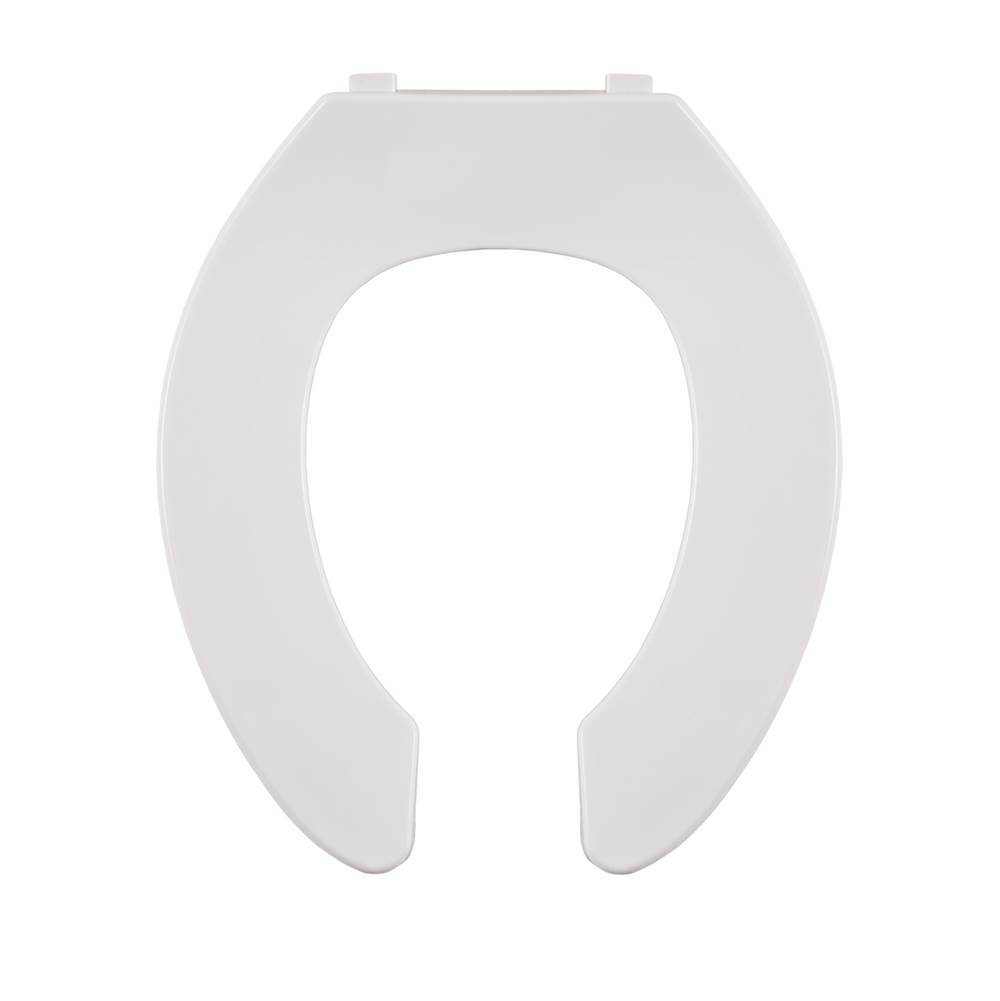 Centoco 300CCSS-001 Round Plastic Toilet Seat, Open Front No Cover, Self-Sustaining, Zinc Plated Check Hinge, Heavy Duty Commercial Use, White