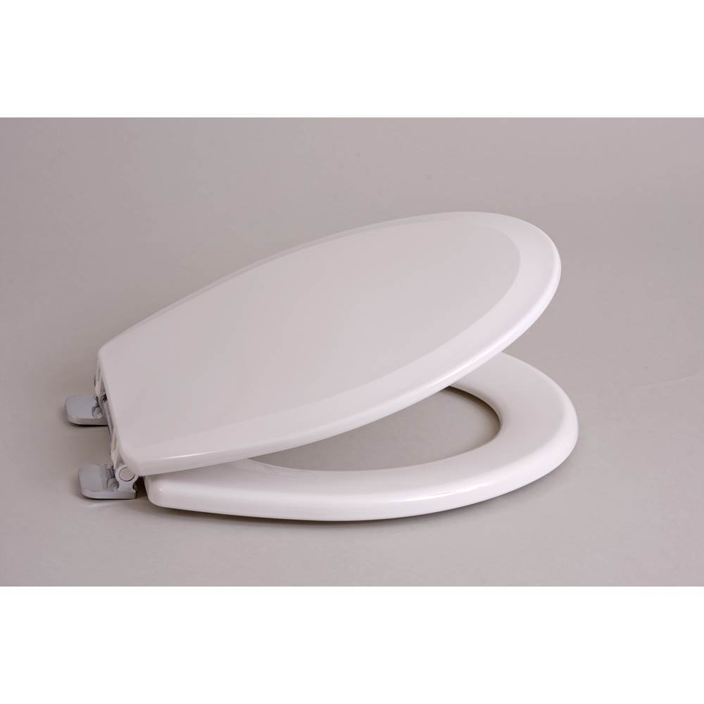 Centoco 700SC-001 Round Toilet Seat featuring Safety Close, Heavy Duty Molded Wood with Centocore Technology, White