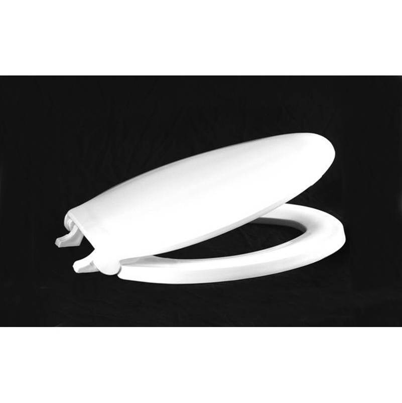 Centoco 800STSSFE-001 Elongated Plastic Toilet Seat, Closed Front With Cover Featuring Fast-N-Lock Mounting System, Self
Sustaining, Heavy Duty Commercial Use, White