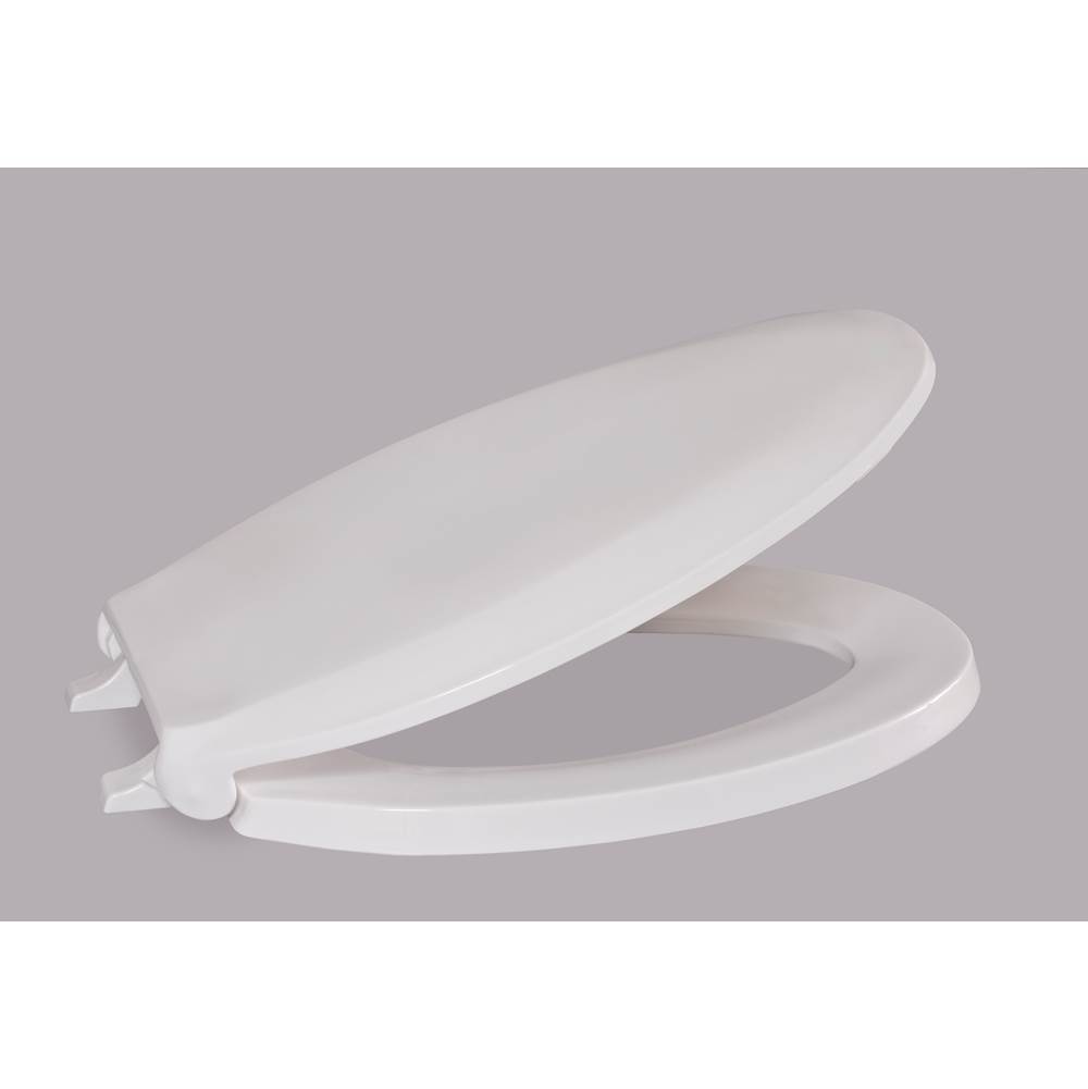 Centoco 800STS-001 Elongated Plastic Toilet Seat, Closed Front With Cover, Heavy Duty Commercial Use, White