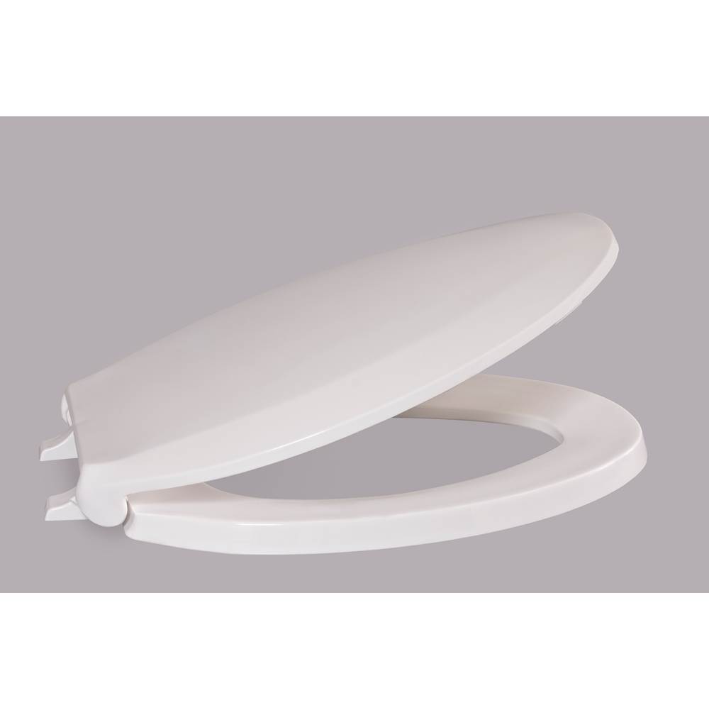 Centoco 800STSS-001 Elongated Plastic Toilet Seat, Closed Front With Cover, Self Sustaining, Heavy Duty Commercial Use, White
