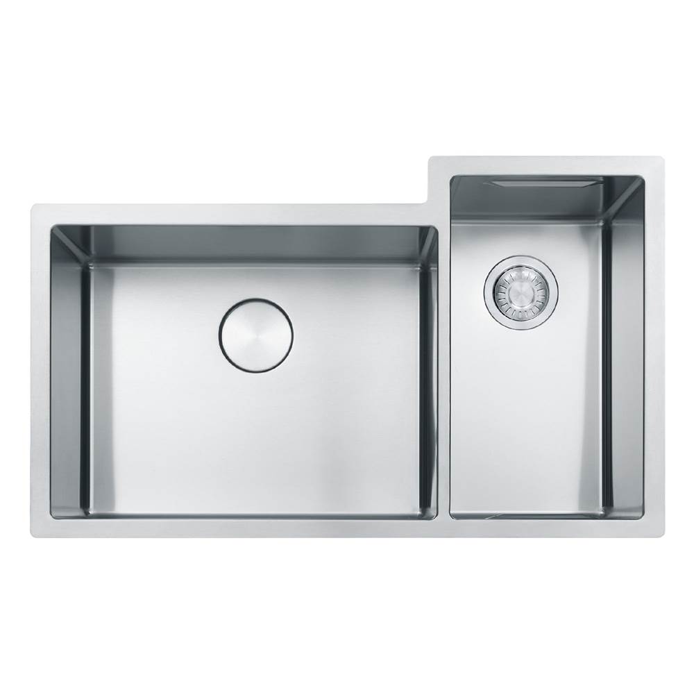 Franke Residential Canada Culinary Center 35-in.  x 21-in. 19 Gauge Stainless Steel Undermount Double Bowl Kitchen Sink Workstation - CUX16021-W