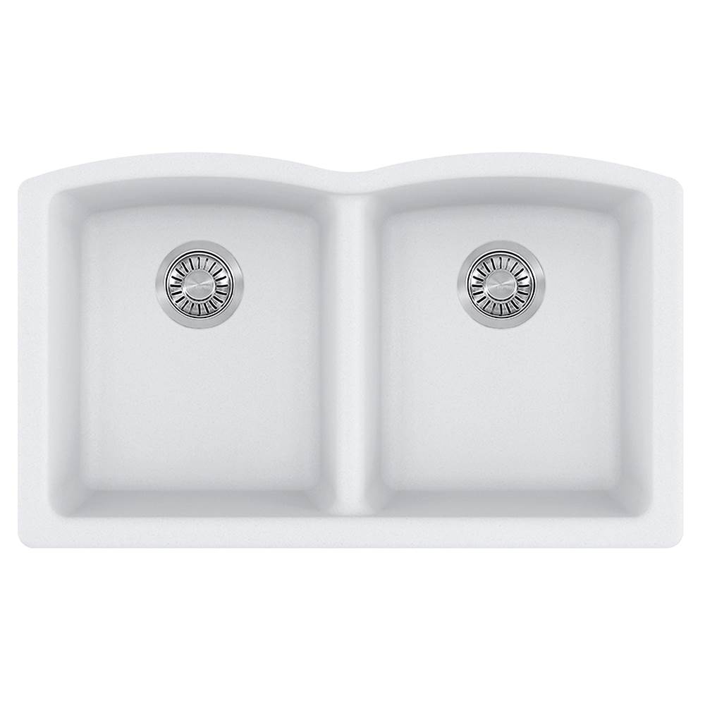 Franke Residential Canada Ellipse 33.0-in. x 19.7-in. Polar White Granite Undermount Double Bowl Kitchen Sink - ELG120PWT-CA