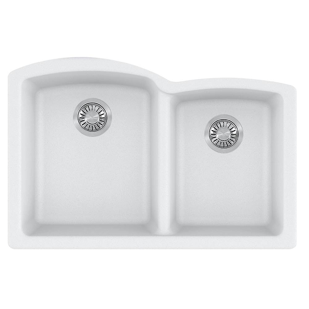 Franke Residential Canada Ellipse 33.0-in. x 21.7-in. Polar White Granite Undermount Double Bowl Kitchen Sink - ELG160PWT-CA