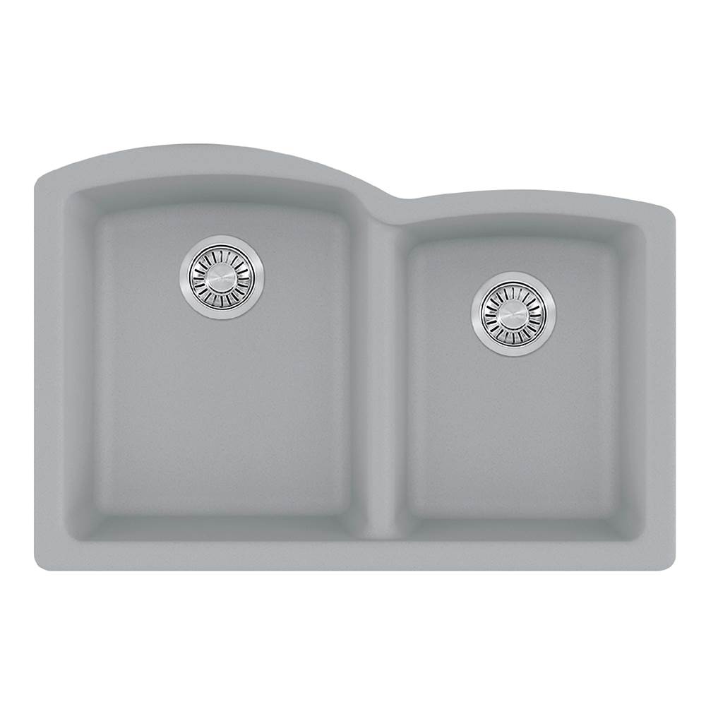 Franke Residential Canada Ellipse 33.0-in. x 21.7-in. Stone Grey Granite Undermount Double Bowl Kitchen Sink - ELG160STO-CA