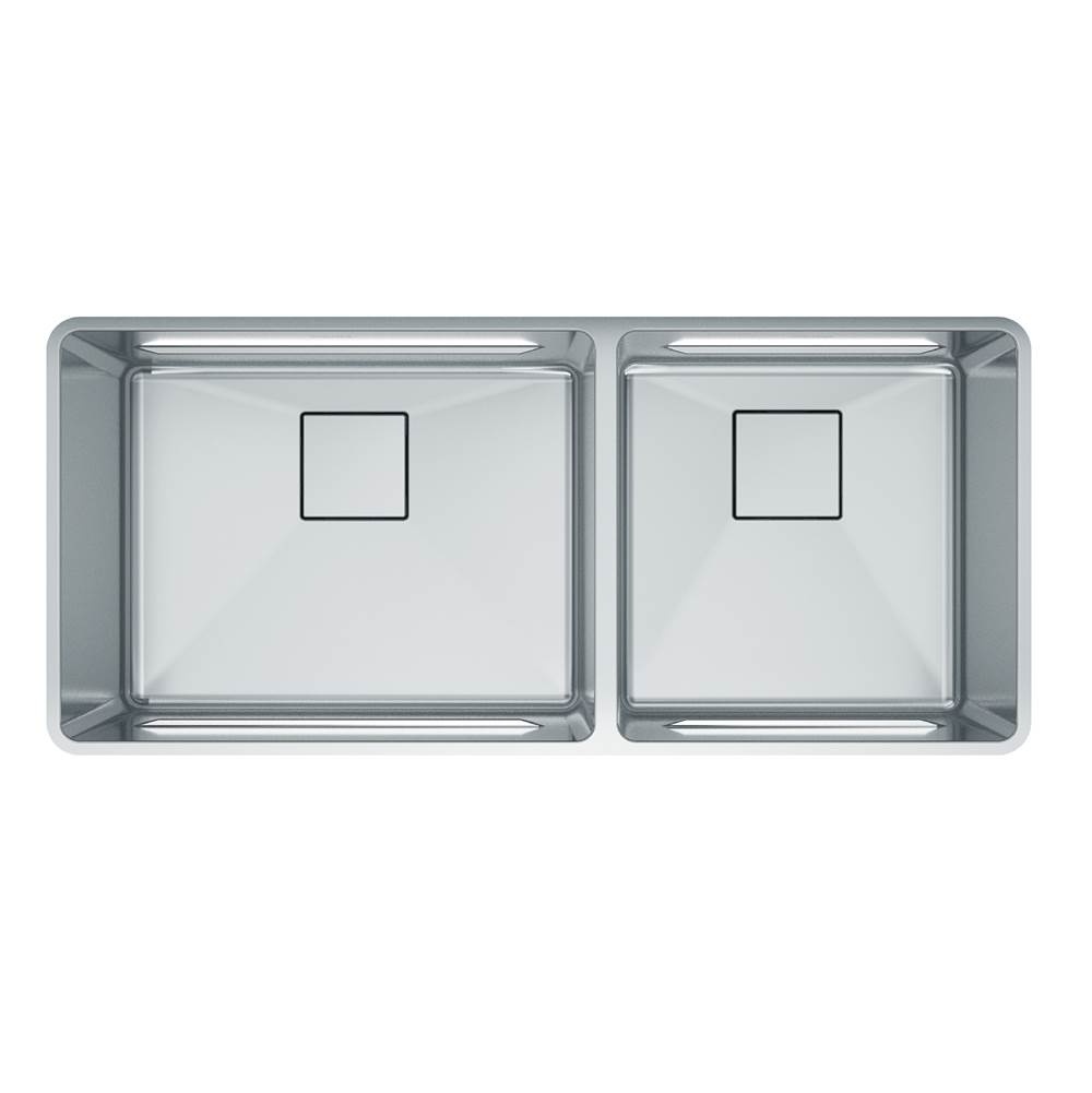 Franke Residential Canada Pescara 41-in. x 18-in. 18 Gauge Stainless Steel Undermount Double Bowl Kitchen Sink - PTX160-40-CA