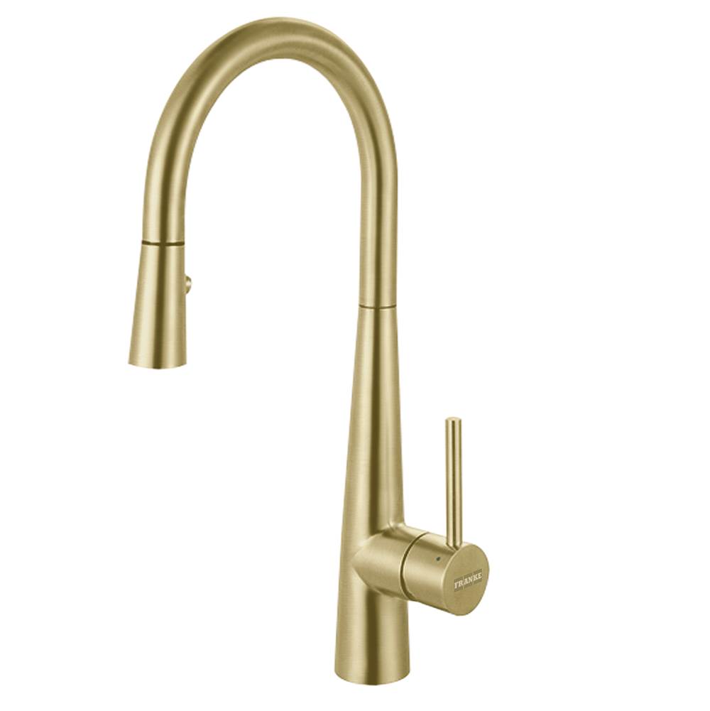 Franke Residential Canada Steel 16.7-in Single Handle Pull-Down Kitchen Faucet in Gold, STL-PR-GLD