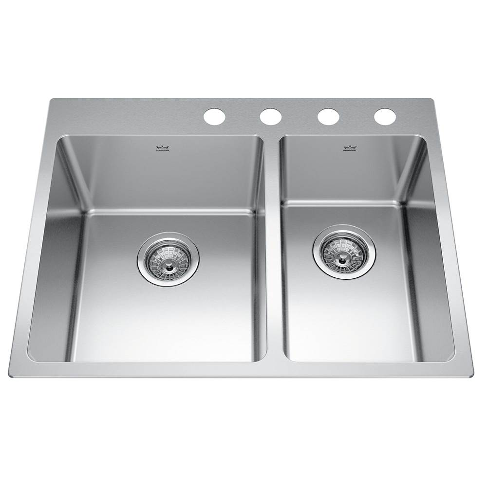 Kindred Canada Brookmore 27-in LR x 20.9-in FB Drop in Double Bowl Stainless Steel Kitchen Sink