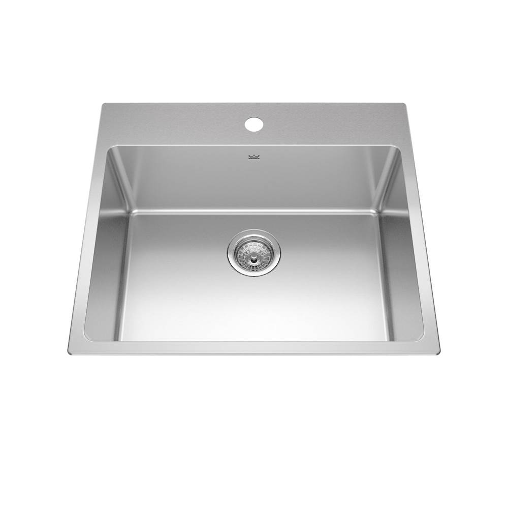 Kindred Canada Brookmore 25.1-in LR x 22.1-in FB x 5.4-in DP Drop in Single Bowl Stainless Steel ADA Kitchen Sink