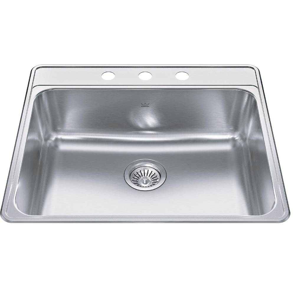 Kindred Canada Creemore 25-in LR x 22-in FB Drop In Single Bowl 3-Hole Stainless Steel Kitchen Sink