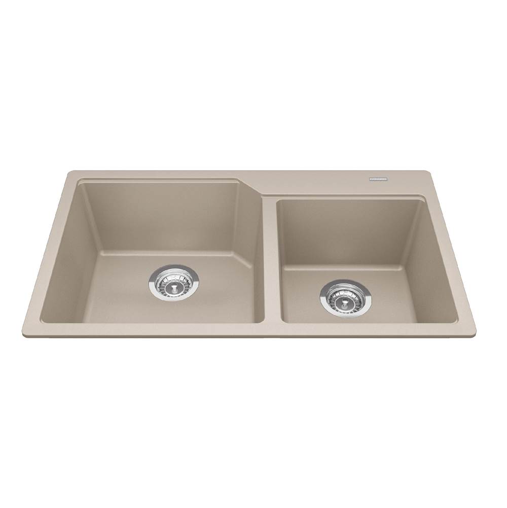 Kindred Canada Granite Series 33.88-in LR x 19.69-in FB Drop In Double Bowl Granite Kitchen Sink in Champagne