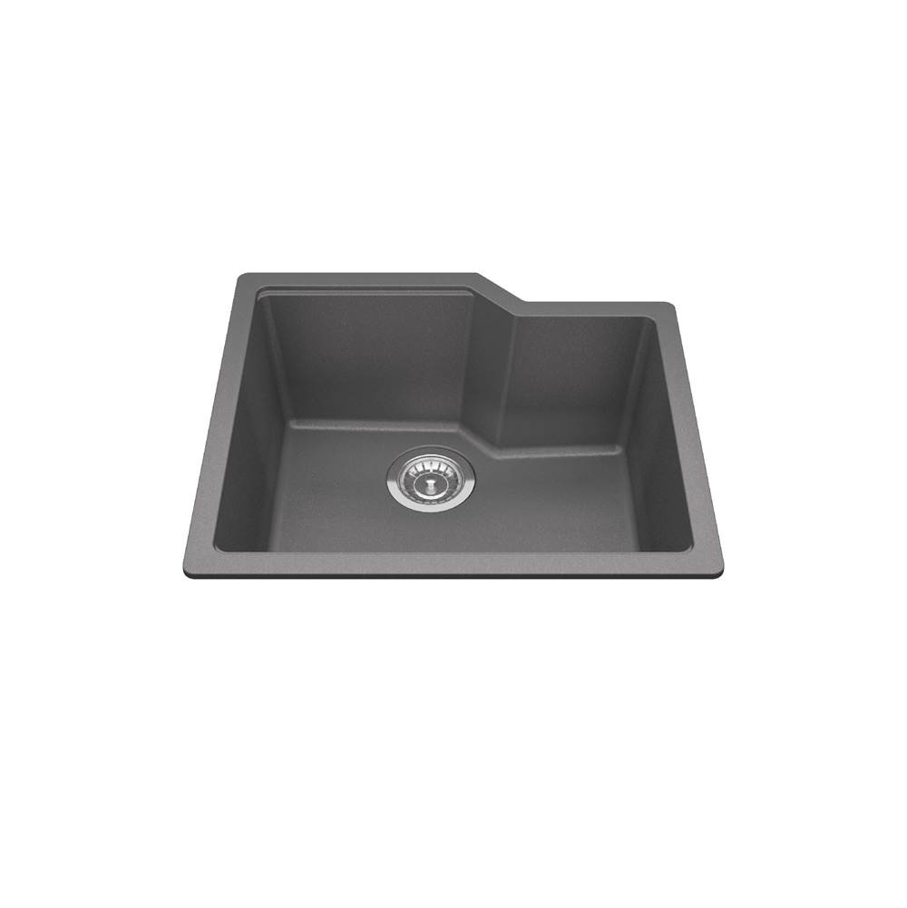 Kindred Canada Granite Series 22.06-in LR x 19.69-in FB Undermount Single Bowl Granite Kitchen Sink in Stone Grey