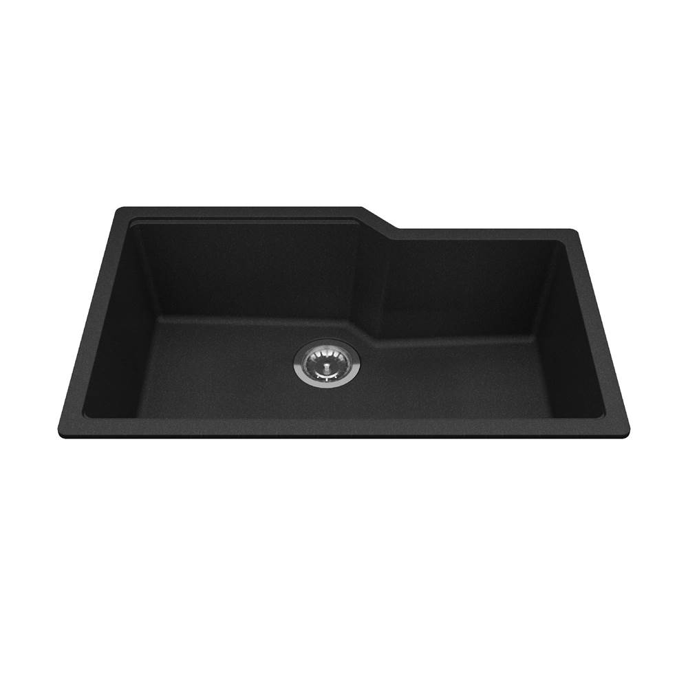 Kindred Canada Granite Series 30.69-in LR x 19.69-in FB Undermount Single Bowl Granite Kitchen Sink in Onyx