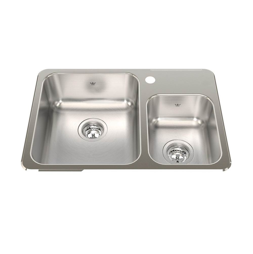 Kindred Canada Steel Queen 26.5-in LR x 18.13-in FB Drop In Double Bowl 1-Hole Stainless Steel Kitchen Sink