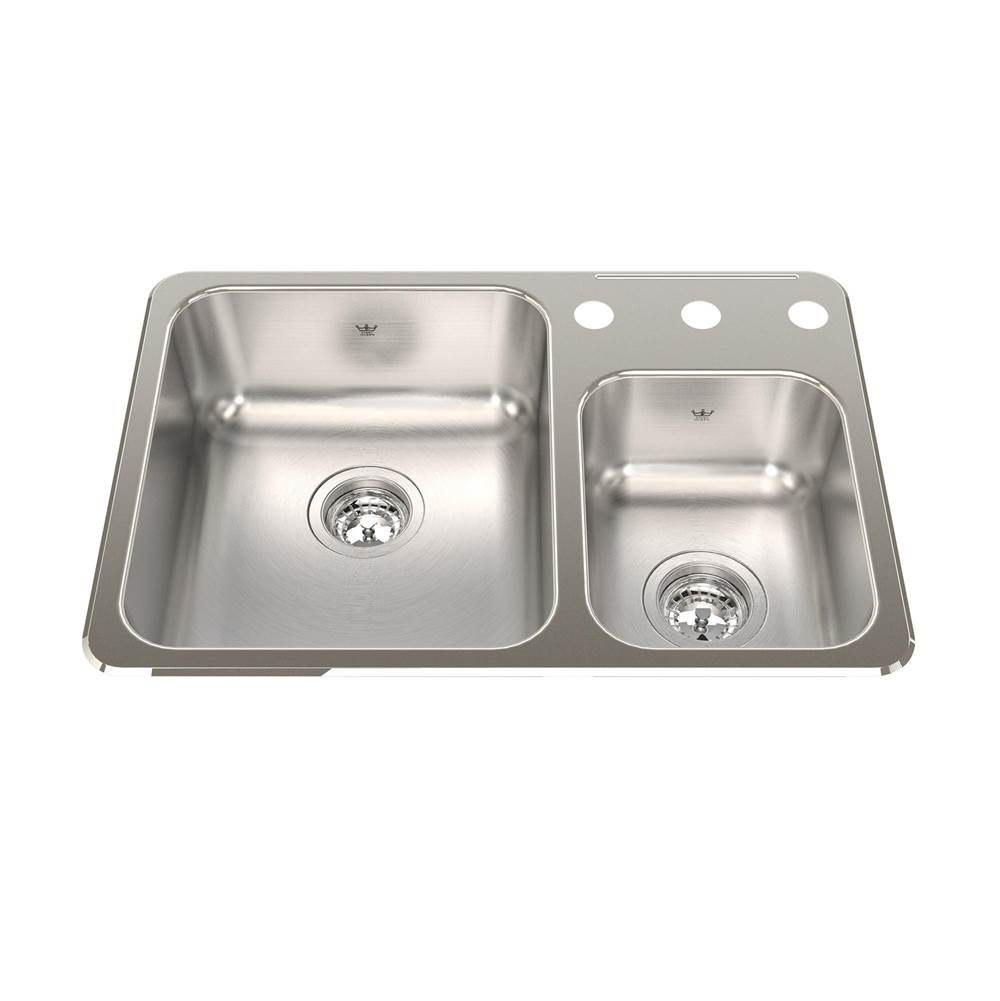 Kindred Canada Steel Queen 26.5-in LR x 18.13-in FB Drop In Double Bowl 3-Hole Stainless Steel Kitchen Sink
