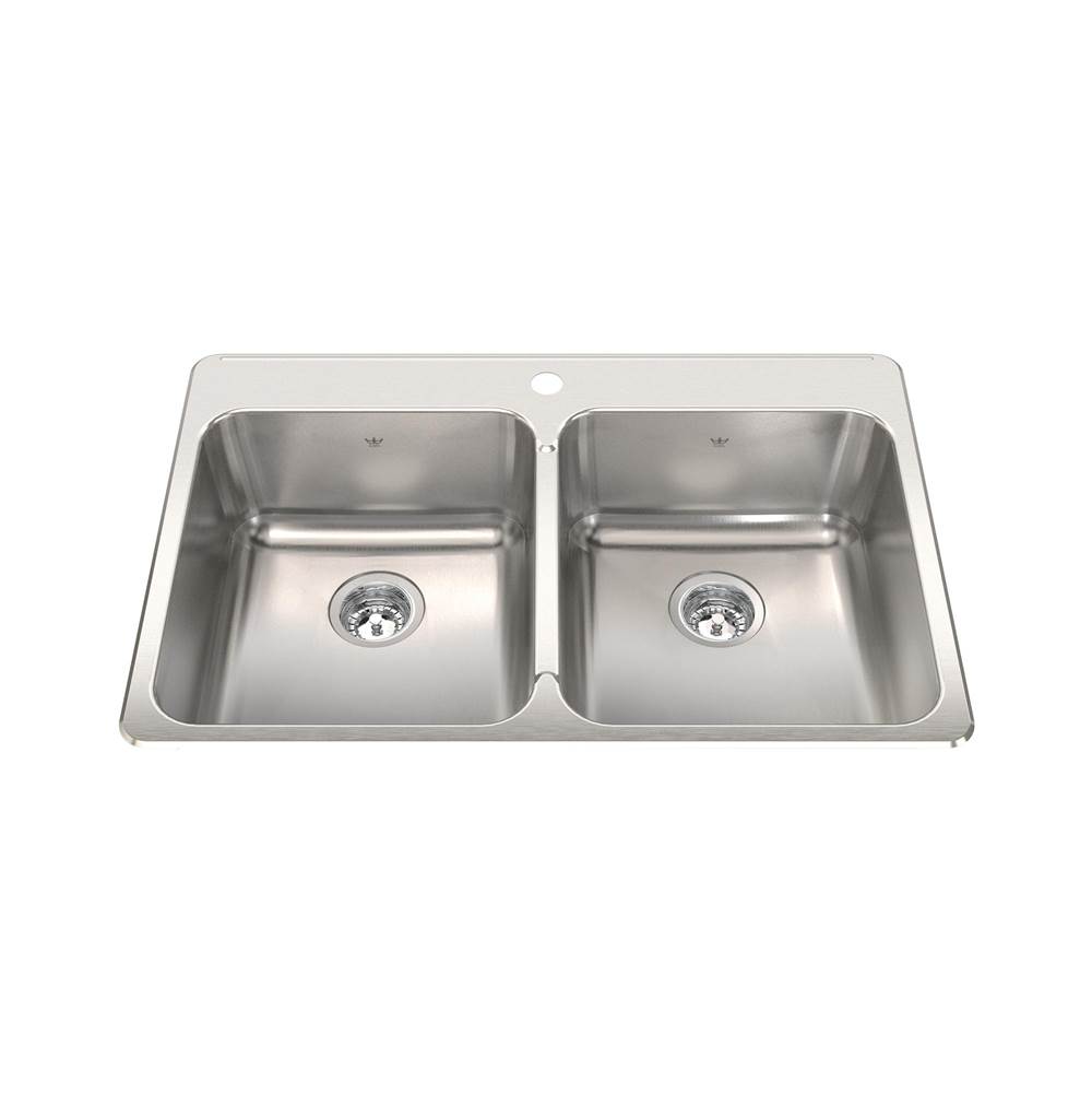 Kindred Canada Steel Queen 33.38-in LR x 22-in FB Drop In Double Bowl 1-Hole Stainless Steel Kitchen Sink