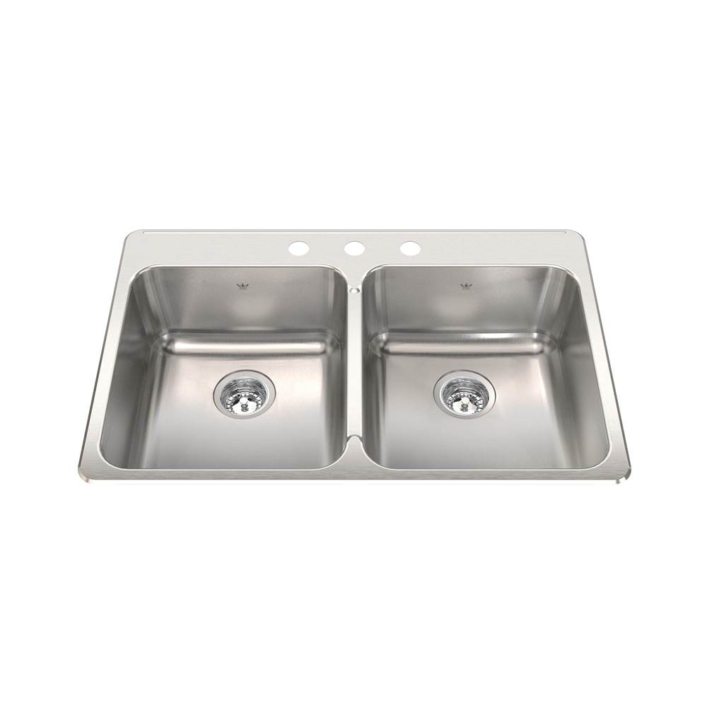 Kindred Canada Steel Queen 33.38-in LR x 22-in FB Drop In Double Bowl 3-Hole Stainless Steel Kitchen Sink