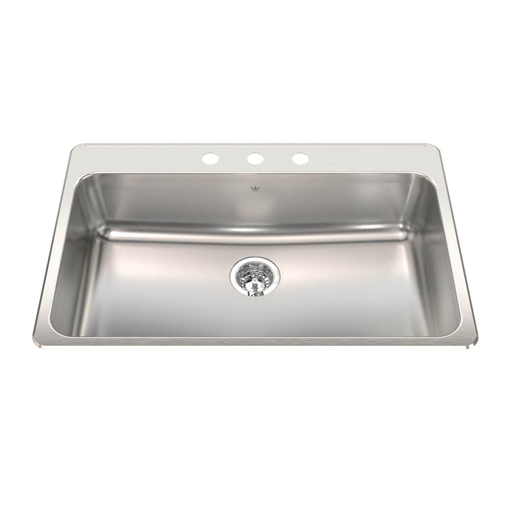 Kindred Canada Steel Queen 33.38-in LR x 22-in FB Drop In Single Bowl 3-Hole Stainless Steel Kitchen Sink