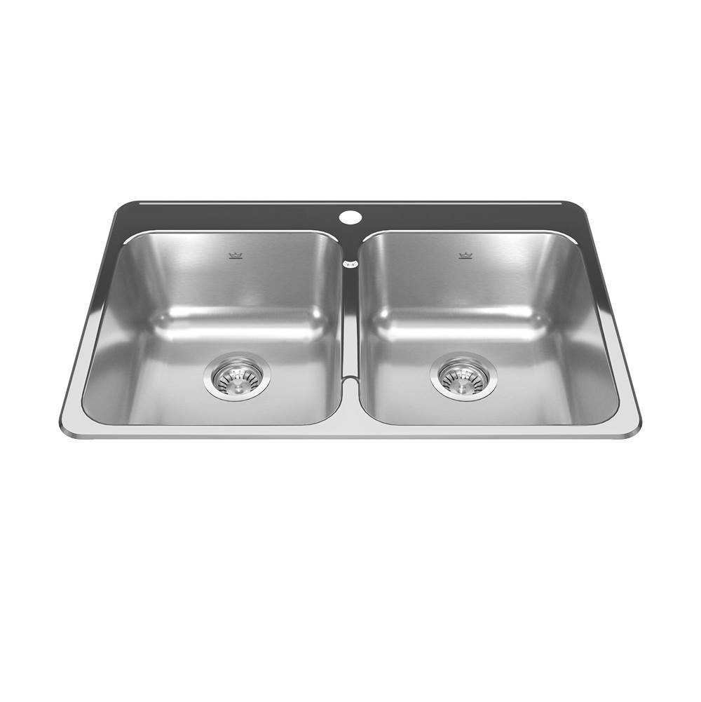 Kindred Canada Reginox 31.25-in LR x 20.5-in FB Drop In Double Bowl 1-Hole Stainless Steel Kitchen Sink