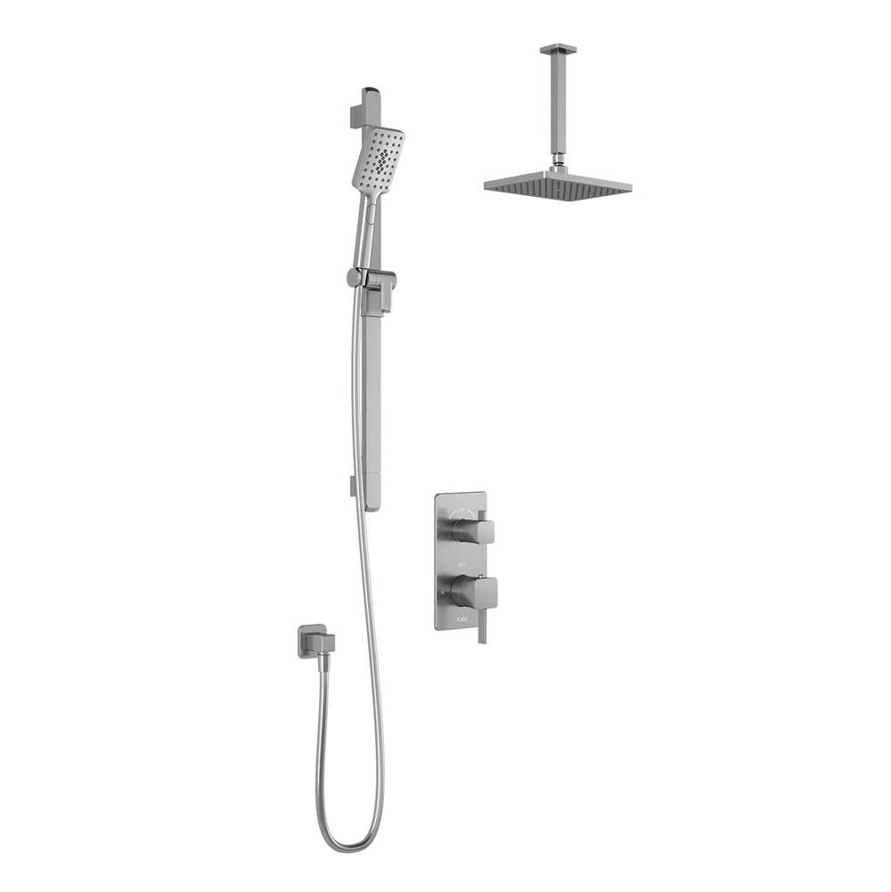 Kalia SquareOne™ TD2 (Valve Not Included) AQUATONIK™ T/P with Diverter Shower System with Vertical Ceiling Arm Pure Nickel PVD