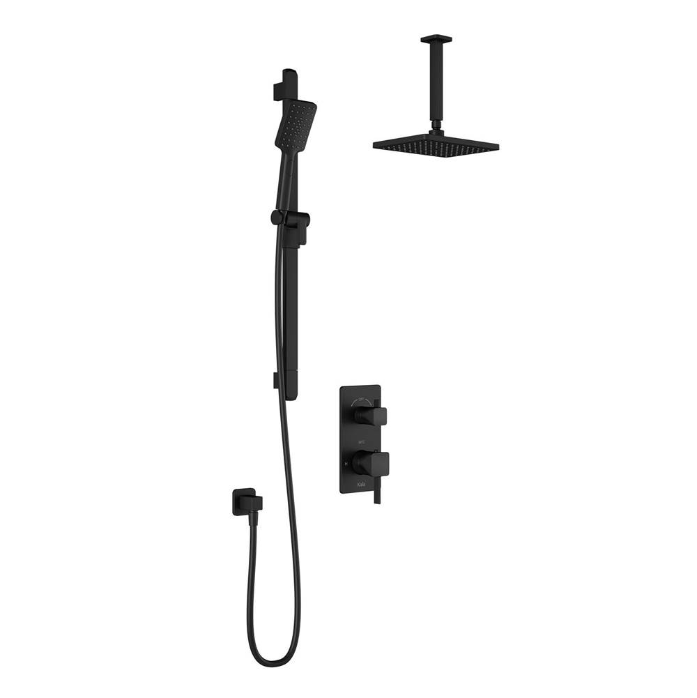Kalia SquareOne™ TD2 (Valve Not Included) AQUATONIK™ T/P with Diverter Shower System with Vertical Ceiling Arm Matte Black