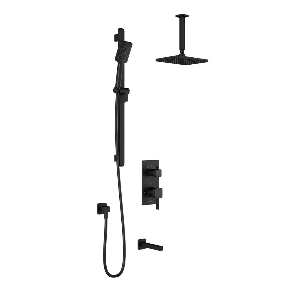 Kalia SquareOne™ TD3 AQUATONIK™ T/P with Diverter Shower System with Vertical Ceiling Arm Matte Black