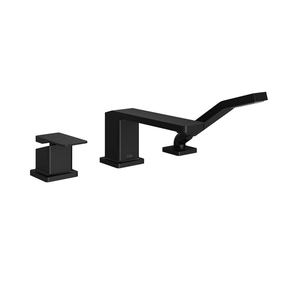 Kalia KAREO™ 3-Piece Deckmount Tub Filler with Handshower - Cartridge Included With Rough-in - Matte Black