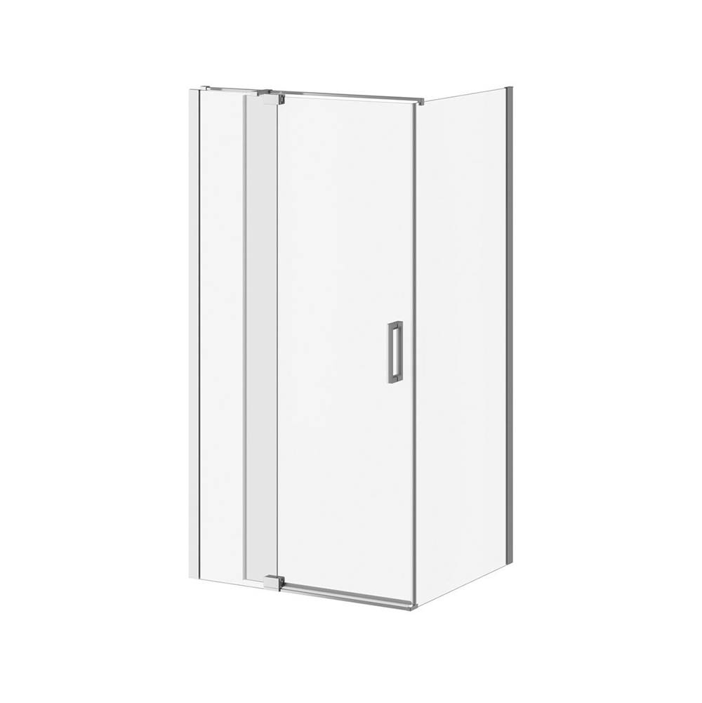 Kalia DISTINK™ 42''x77'' 2-Panel Pivot Shower Door for 36'' Corner Inst. (Reversible) Chrome Clear Duraclean Glass