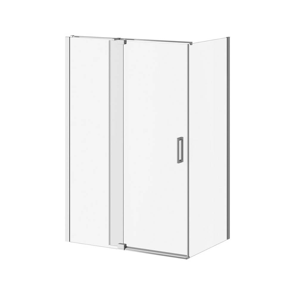 Kalia DISTINK™ 54''x77'' 2-Panel Pivot Shower Door for 32''Corner Inst. (Reversible) Chrome Clear Duraclean Glass