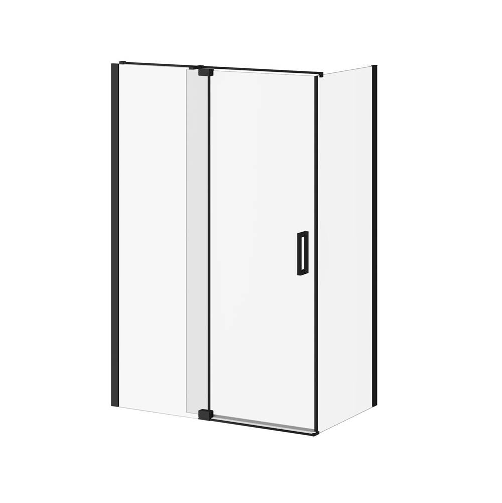 Kalia DISTINK™ 54''x77'' 2-Panel Pivot Shower Door for 32'' Corner Inst. (Reversible) Matte Black Clear Duraclean Glass