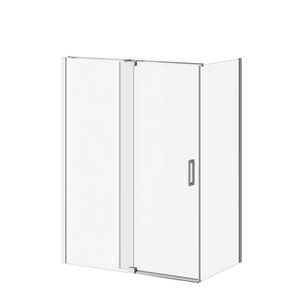 Kalia DISTINK™ 60''x77'' 2-Panel Pivot Shower Door for 36'' Corner Inst. (Reversible) Chrome Clear Duraclean Glass