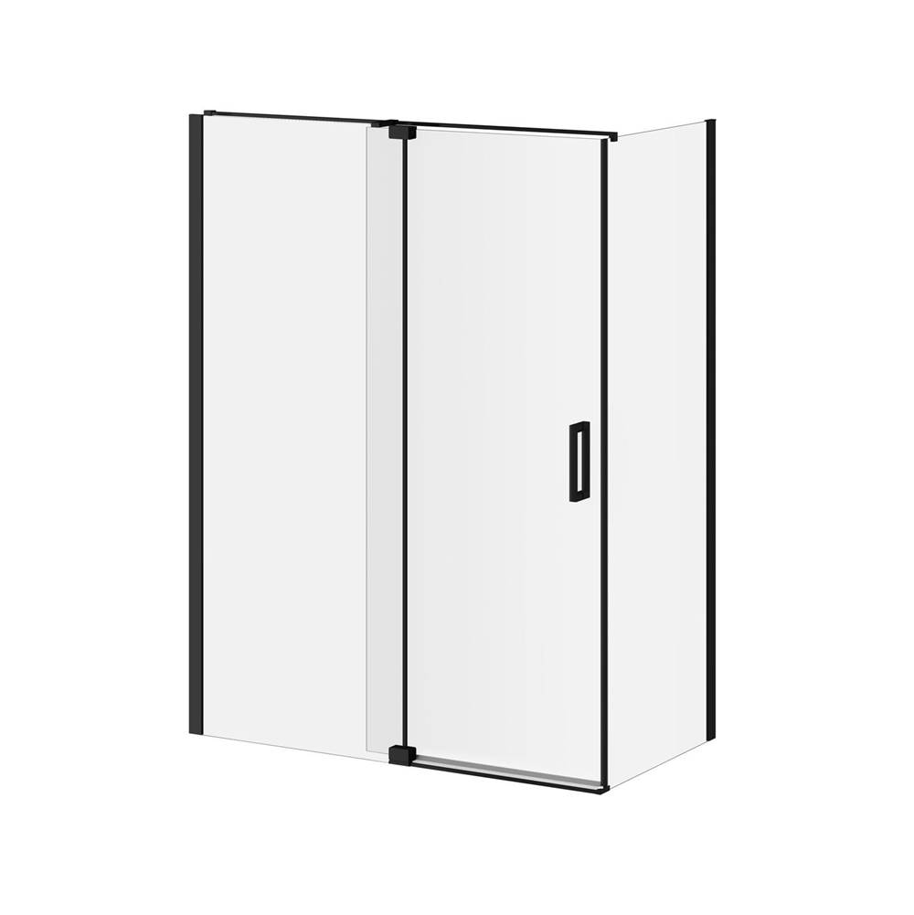 Kalia DISTINK™ 60''x77'' 2-Panel Pivot Shower Door for 36'' Corner Inst. (Reversible) Matte Black Clear Duraclean Glass