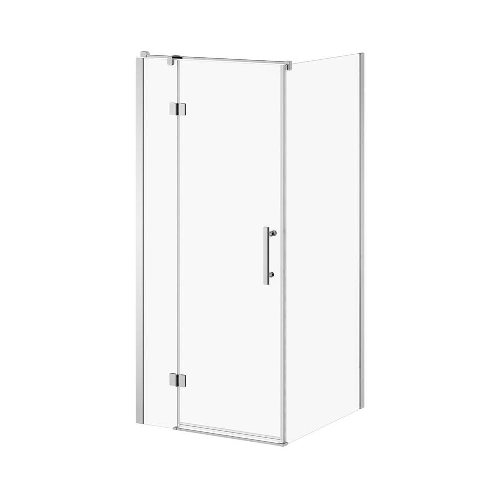 Kalia ENKEL™ 6mm 2-Panel Pivot Shower Door with Return Panel 36''x36''x74'' for Corner Installation (Reversible) Chrome Clear Glass