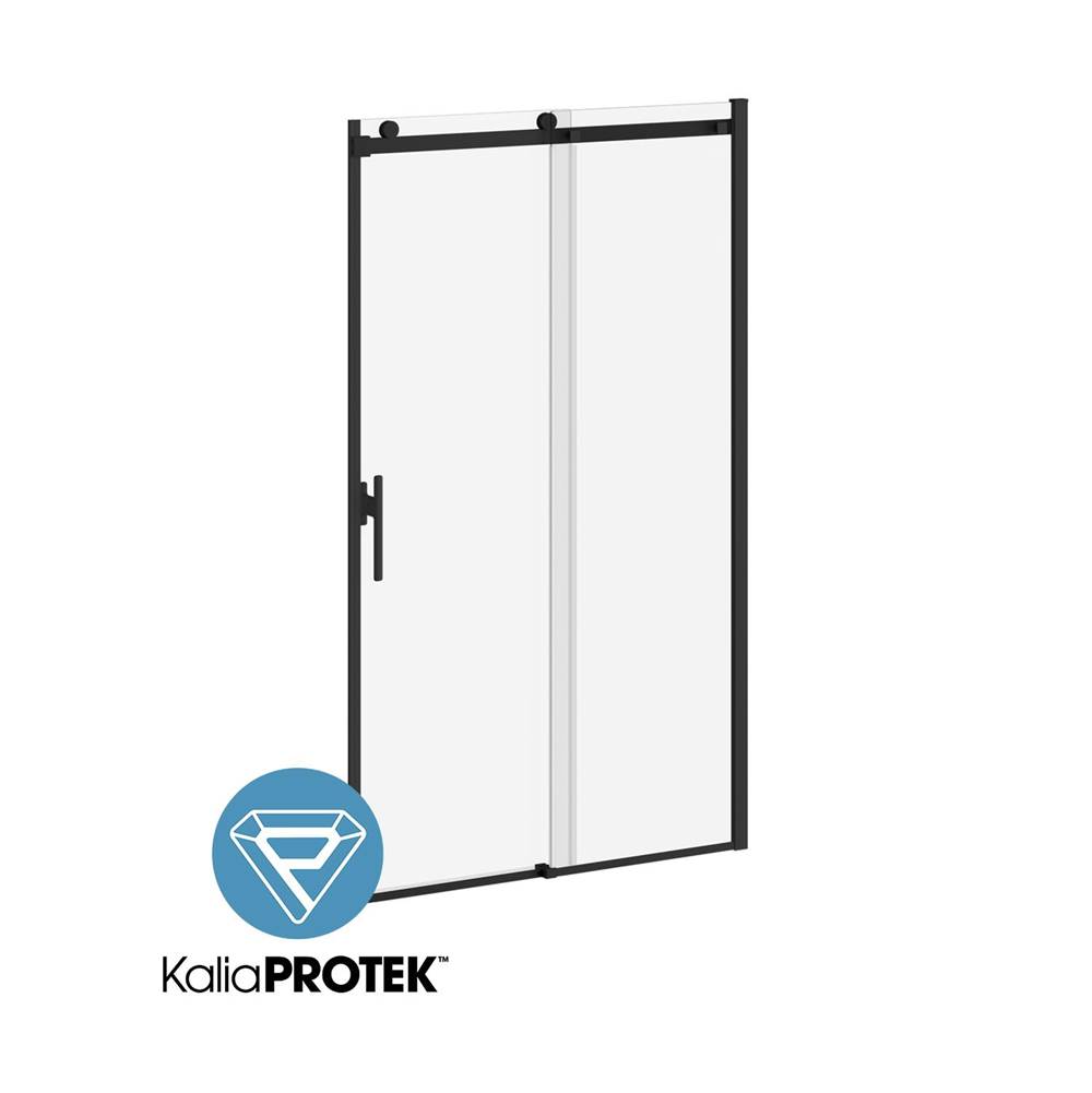 Kalia KONCEPT EVO with KaliaProtek™ 48''x77'' Sliding Shower Door Duraclean Glass with Film - Fixed Panel and Mobile Panel for Alcove Installation (Left Opening) Matte Black