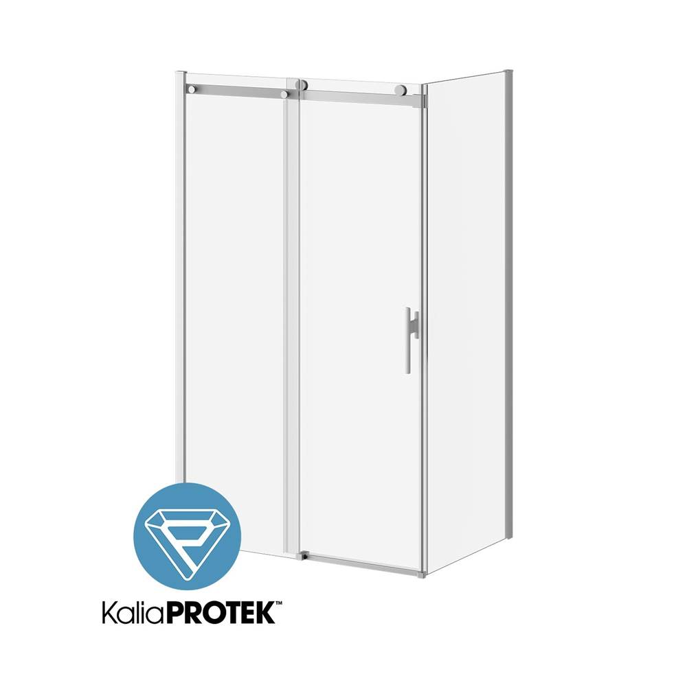 Kalia KONCEPT EVO with KaliaProtek™ 48''x77'' Sliding Shower Door Duraclean Glass with Film 32''x77'' Duraclean Glass Return Panel for Corner Installation (Right Opening) Chrome