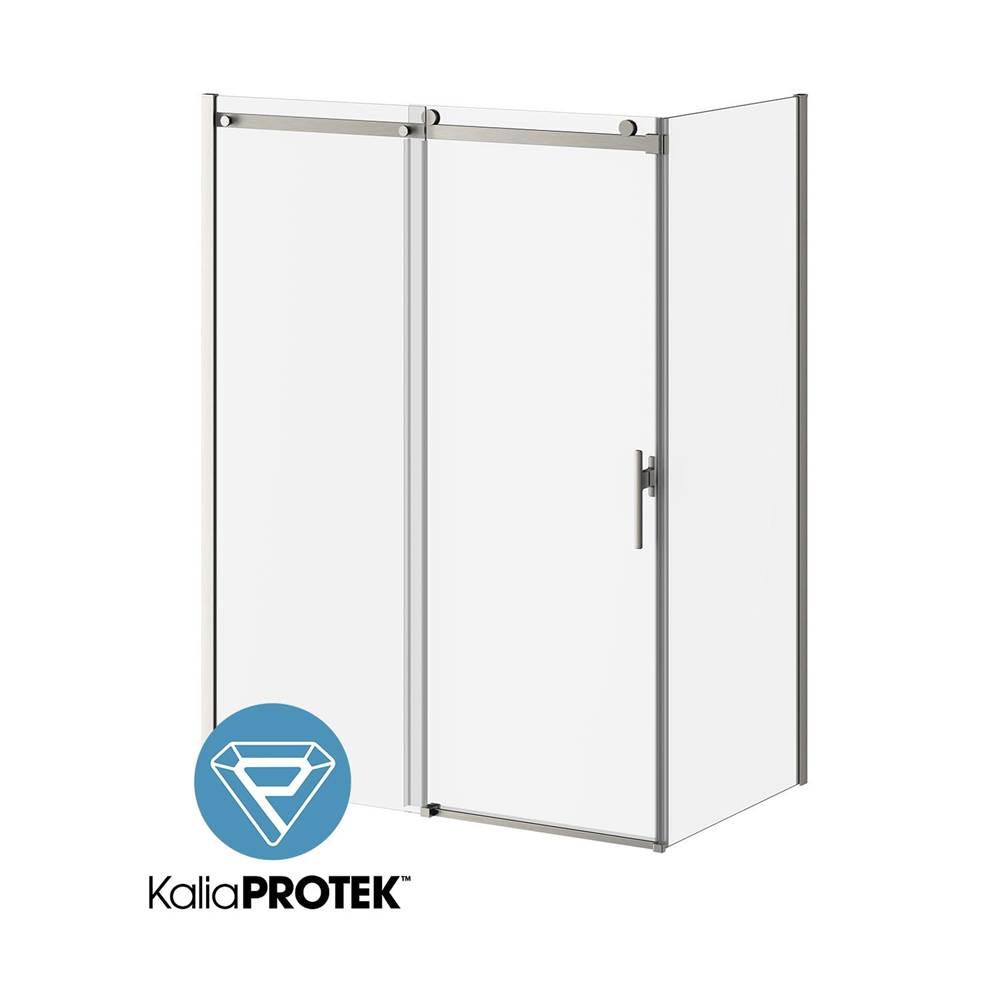 Kalia KONCEPT EVO with KaliaProtek™ 60''x77'' Sliding Shower Door Duraclean Glass with Film 36''x77'' Duraclean Glass Return Panel for Corner Installation (Right Opening) Brushed Nickel