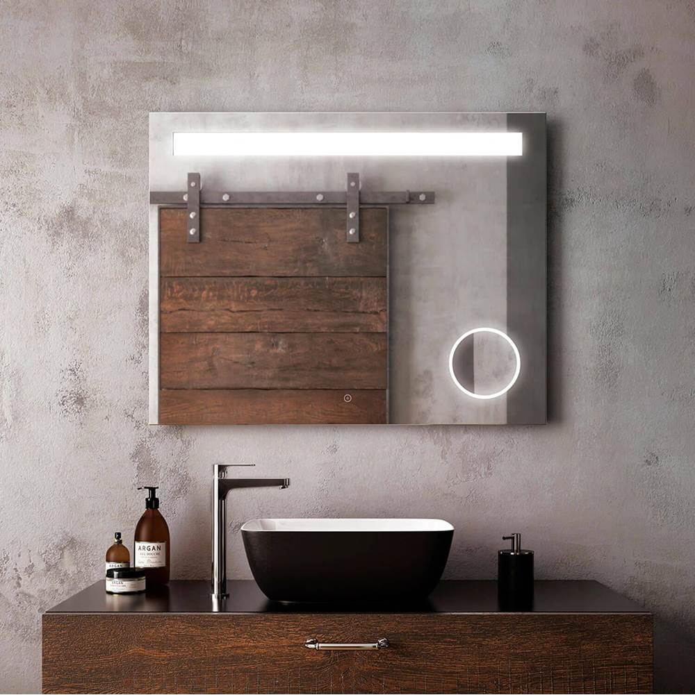 Kalia EMBLEM Rect. LED Lighting Mirror 38 x 30 With Frosted Horizontal Strip With 3X Magnifying Mirror and 2-Tones Touch Switch